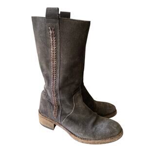 Vintage 70s 80s Sancho Brown Suede Leather Cowgirl Western Campus Boots Size 7